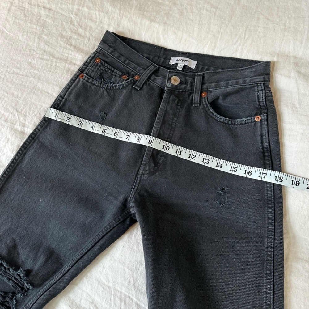 Re/Done High Rise Loose Jeans Washed Black with Rips Size 26 - Picture 9 of 11